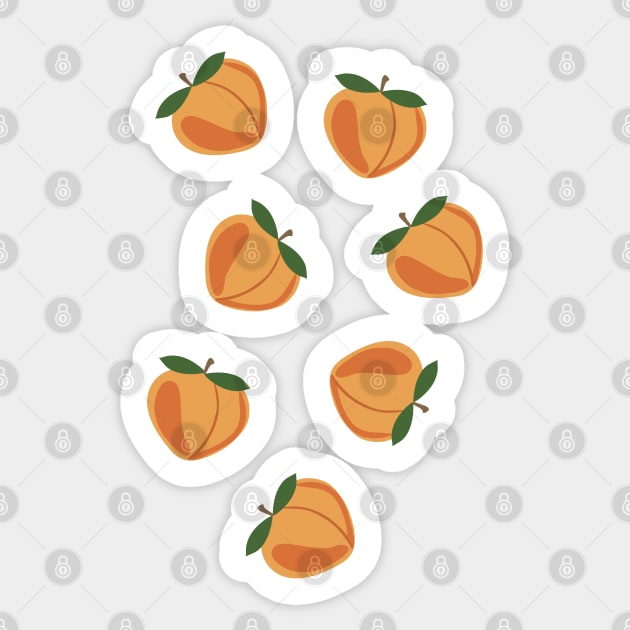 Juicy heart-shaped peaches, retro style print Sticker by KINKDesign